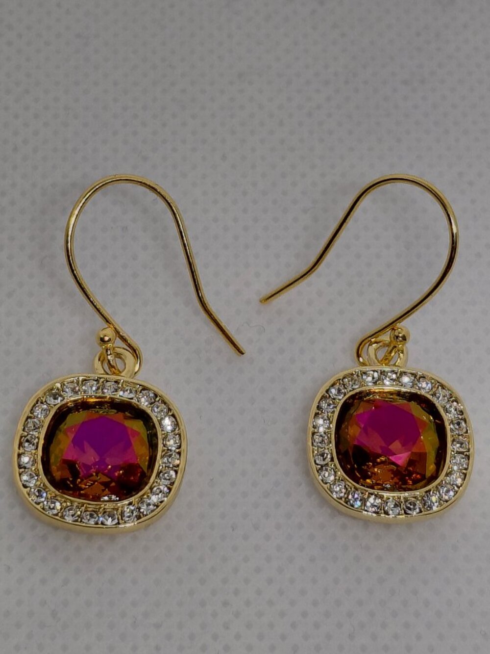 Artisan Handmade Swarovski Mahogany Red Gold Halo Earrings